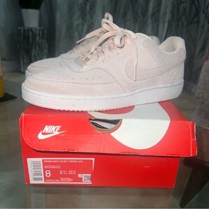 Nike Court Vision Low in Orange Pearl and White/ Light Pink size 8